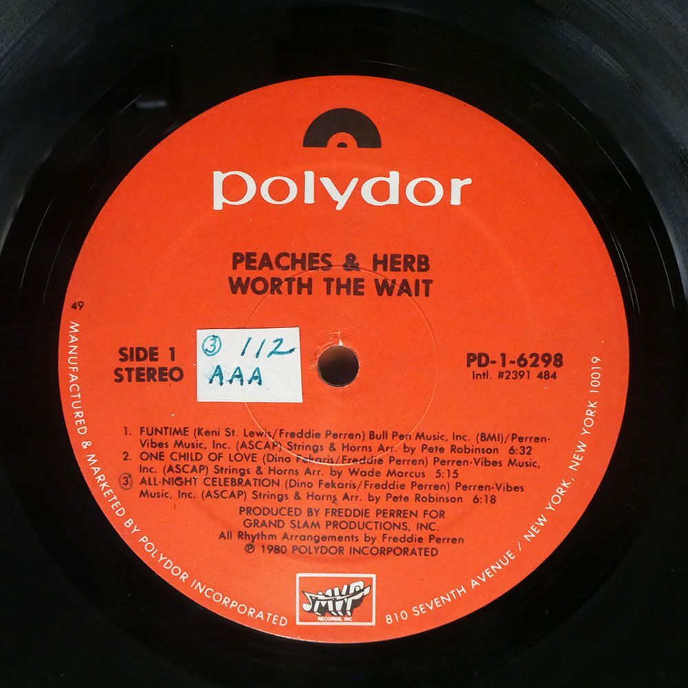 米 PEACHES & HERB/WORTH THE WAIT/POLYDOR PD16298 LPの画像2