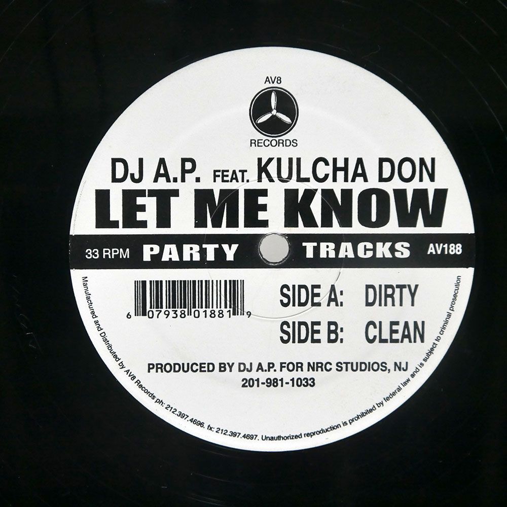 米 DJ AP/LET ME KNOW/AV8 AV188 12_画像2