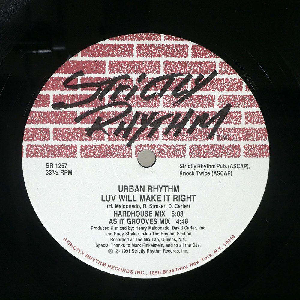 米 URBAN RHYTHM/FEEL IT BABY ALL NITE/STRICTLY RHYTHM SR1257 12の画像1