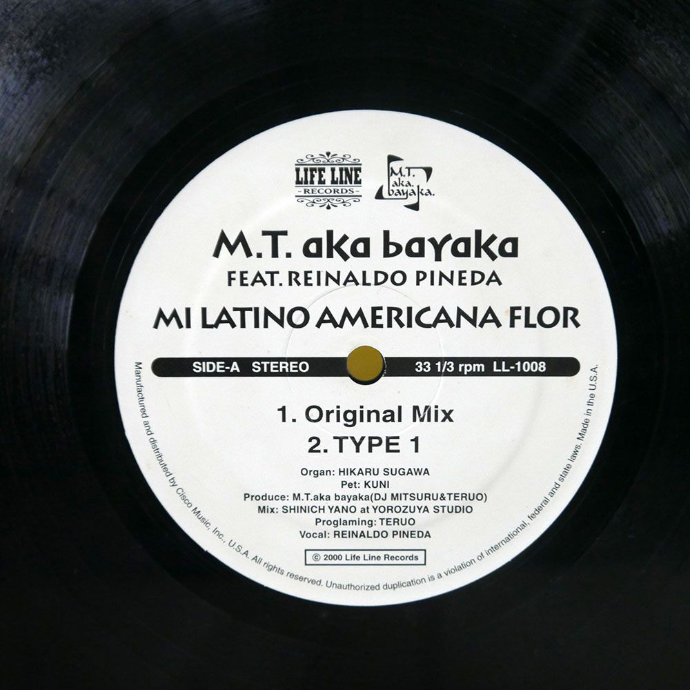 米 M.T. AKA BAYAKA FEATURING REINALDO PINEDA/MI LATINO AMERICANA FLOR/LIFE LINE RECORDS LL1008 12の画像2