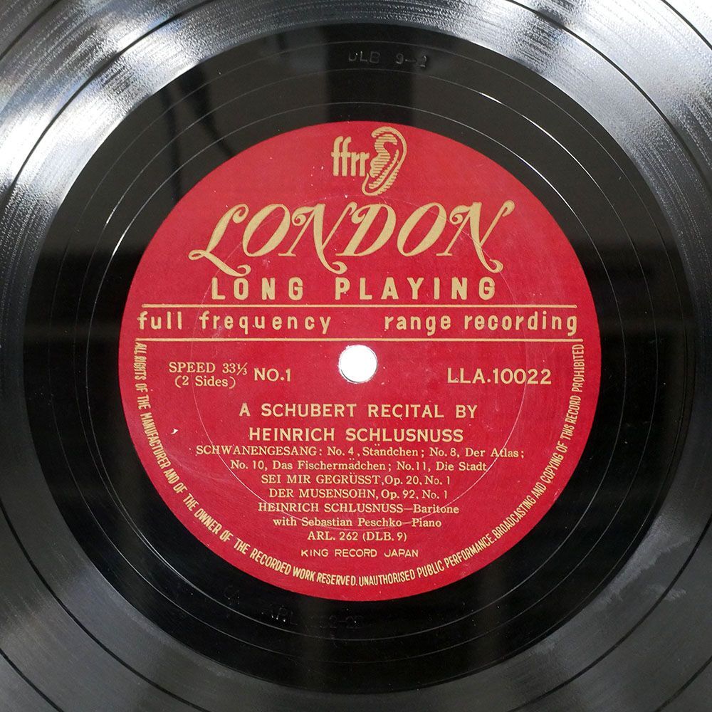 ハインリヒ・シュルスヌス/シューベルト リサイタル/LONDON LLA10022 LP_画像2