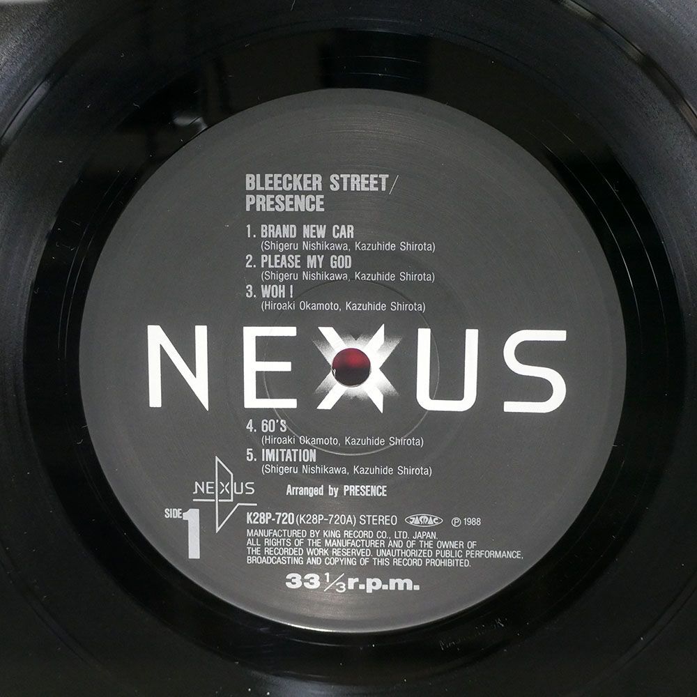 帯付き プレゼンス/BLEECKER STREET/NEXUS K28P720 LPの画像2