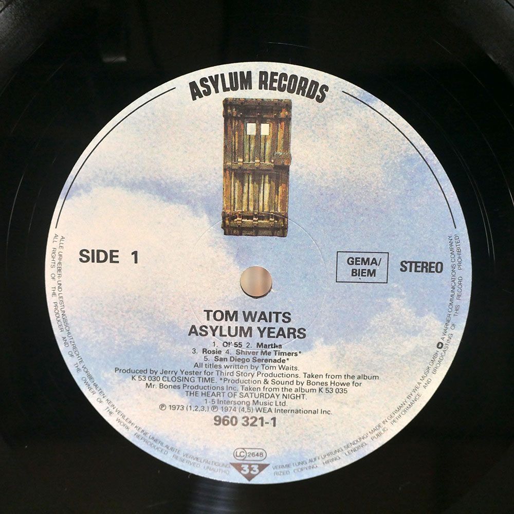 独 ORIGINAL TOM WAITS/ASYLUM YEARS/ASYLUM 9603211 LP_画像2