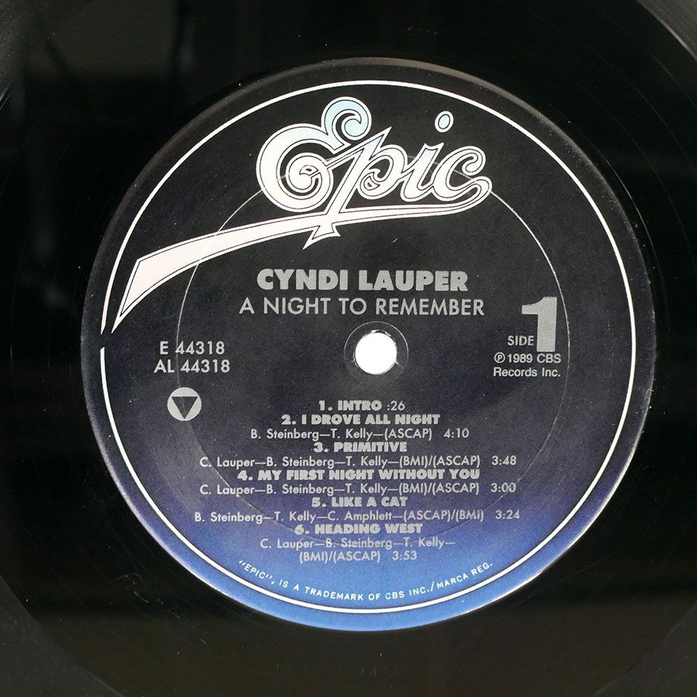 米 CYNDI LAUPER/A NIGHT TO REMEMBER/EPIC E44318 LPの画像2