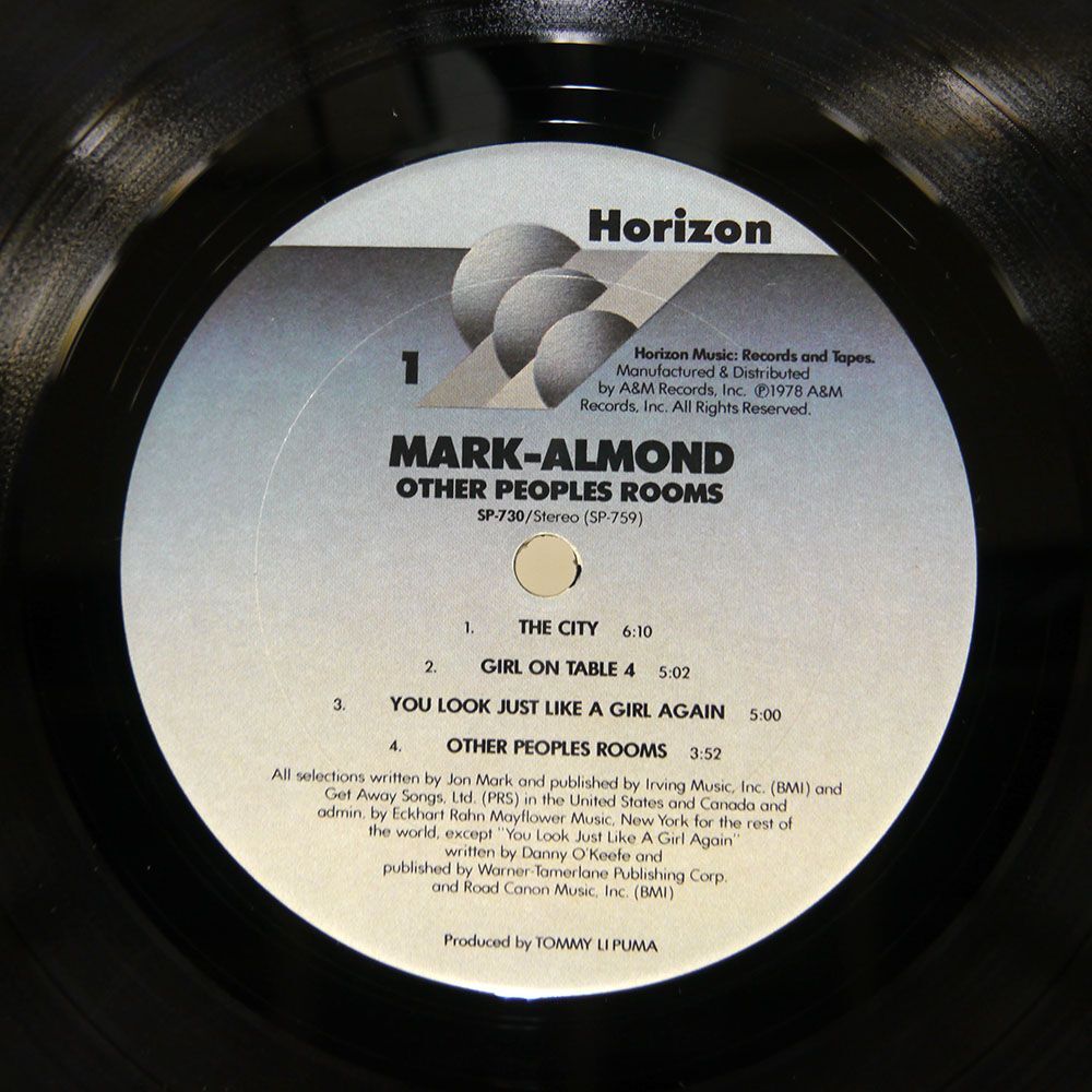 米 AOR名盤 MARK-ALMOND/OTHER PEOPLES ROOMS/HORIZON SP730 LP_画像2