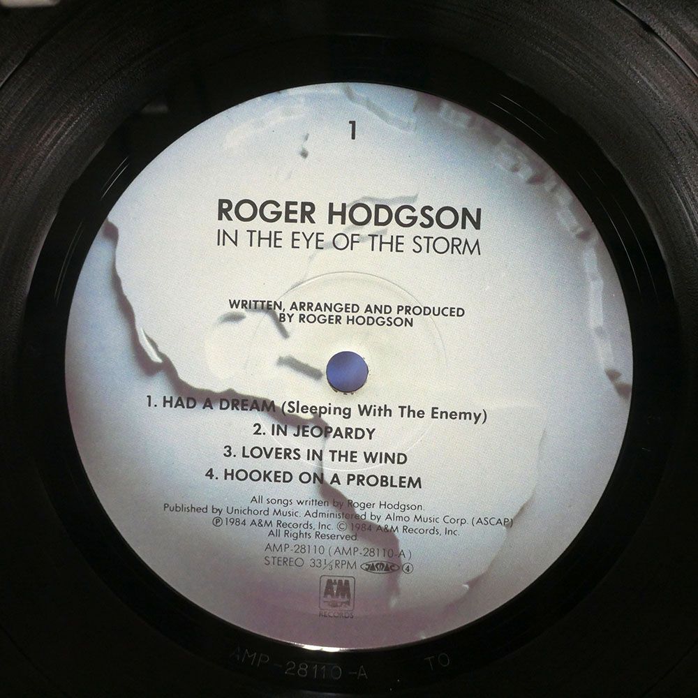 帯付き ROGER HODGSON/IN EYE OF STORM/A&M AMP28110 LPの画像2