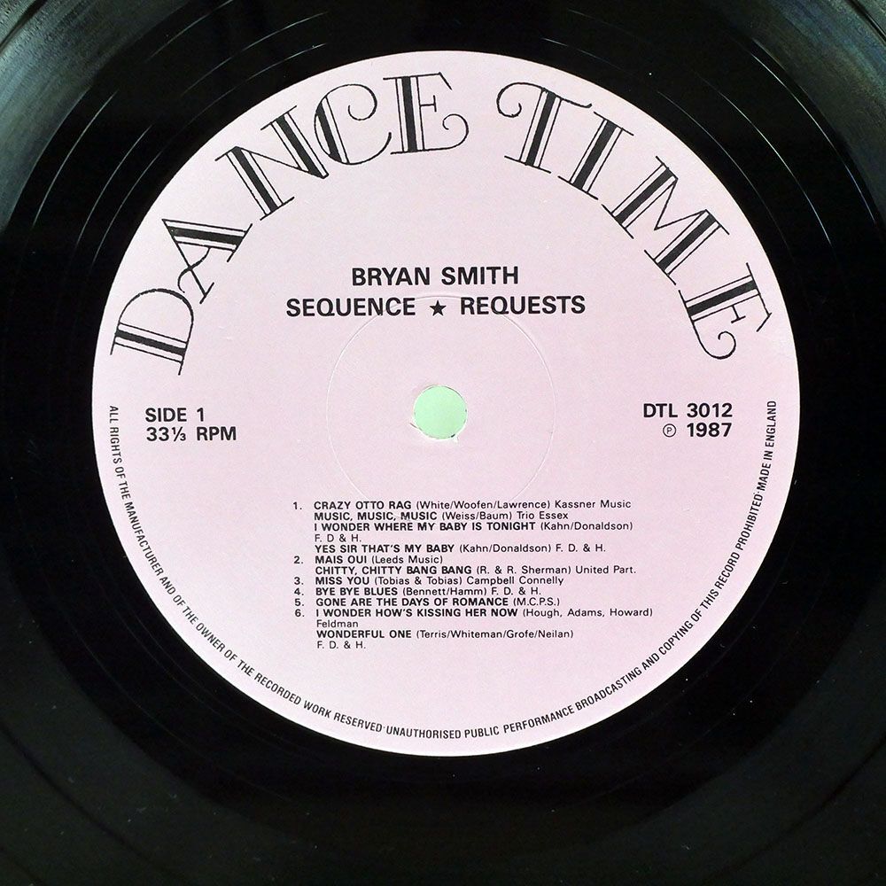 BRYAN SMITH/SEQUENCE REQUESTS/DANCE TIME DTL3012 LPの画像2