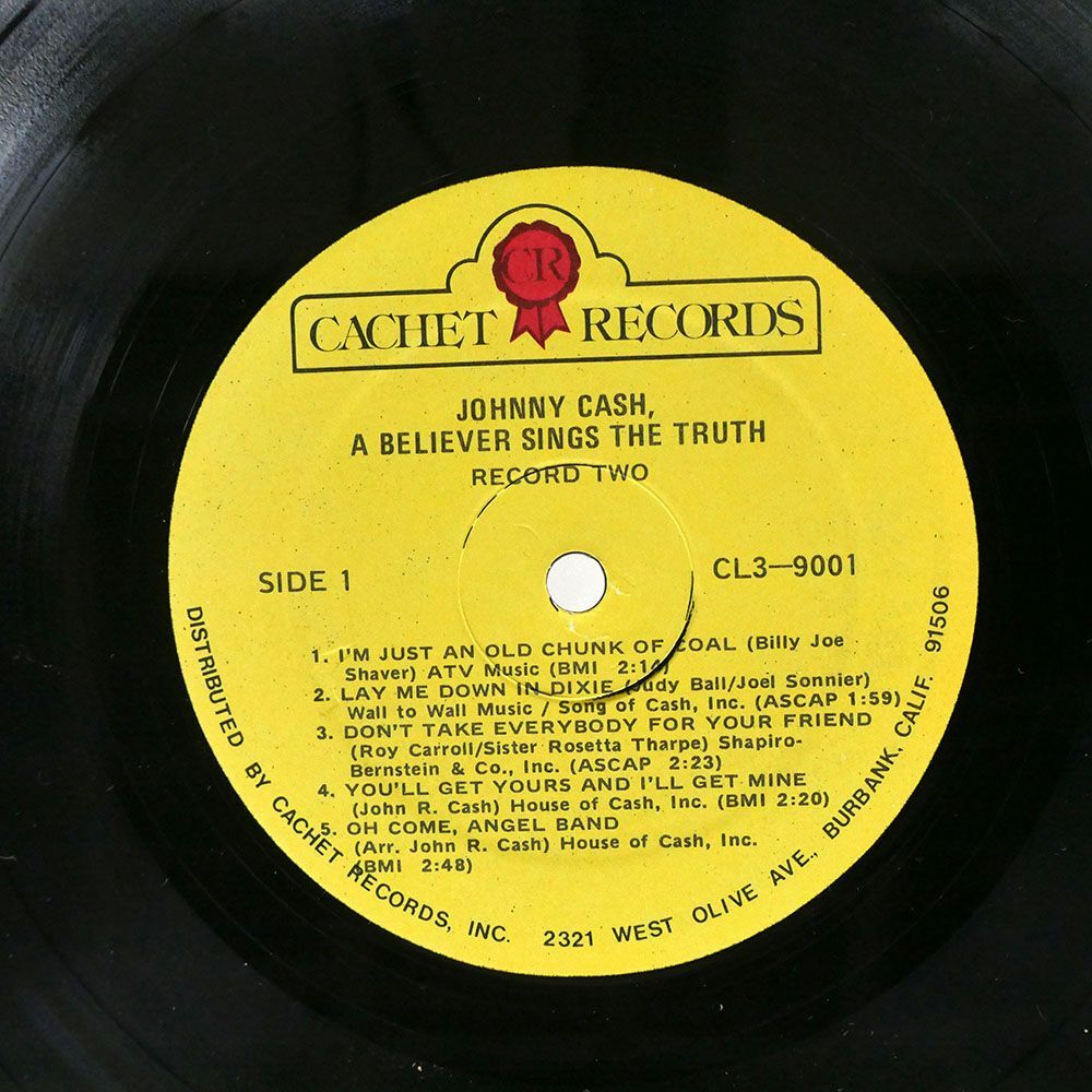米 JOHNNY CASH/A BELIEVER SINGS THE TRUTH/CACHET CL39001 LPの画像2