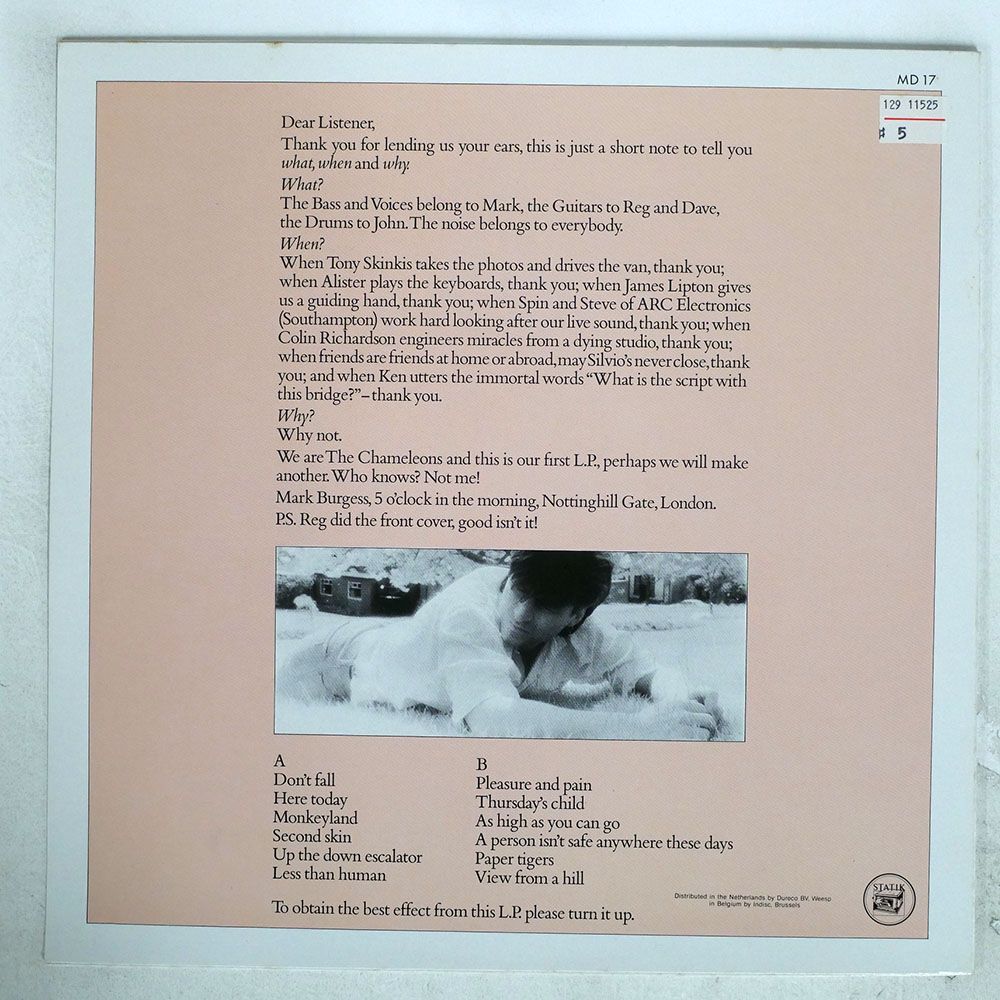 CHAMELEONS/SCRIPT OF THE BRIDGE/MEGA DISC MD17 LPの画像2