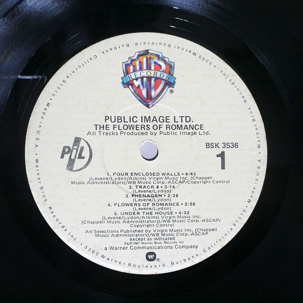 PUBLIC IMAGE LIMITED/FLOWERS OF ROMANCE/WARNER BROS. BSK3536 LP_画像2