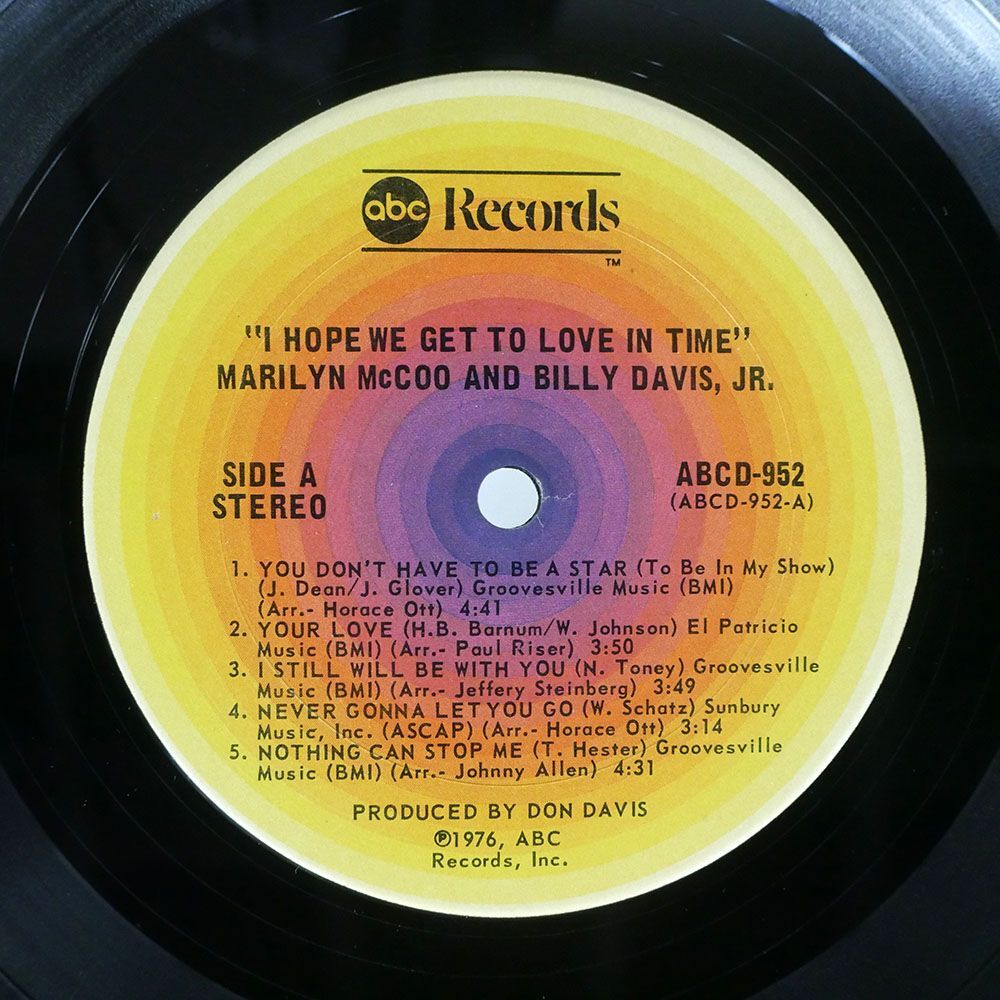 MARILYN MCCOO & BILLY DAVIS,JR./I HOPE WE GET TO LOVE IN TIME/ABC ABCD952 LP_画像2