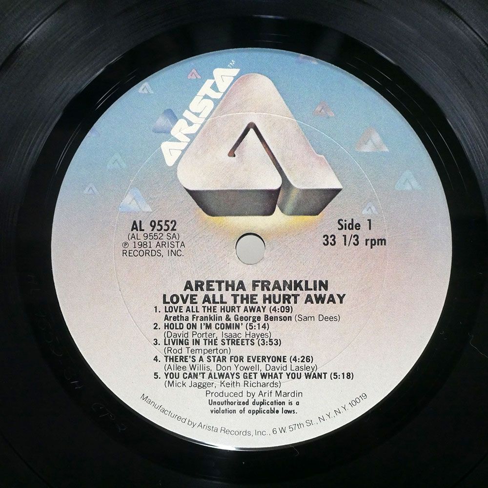 米 ARETHA FRANKLIN/LOVE ALL THE HURT AWAY/ARISTA AL9552 LP_画像2