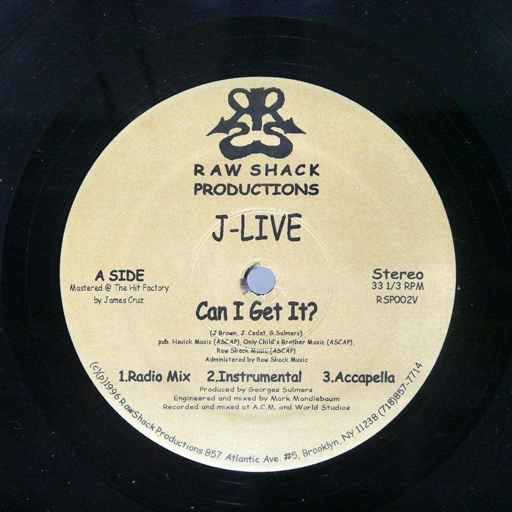 J-LIVE/CAN I GET IT?/RAW SHACK PRODUCTIONS RSP002V 12