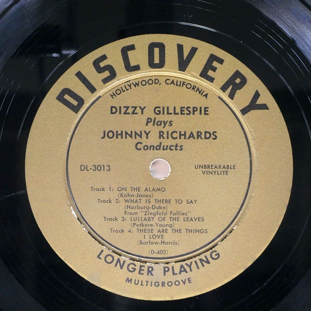 DIZZY GILLESPIE/PLAYS & JOHNNY RICHARDS CONDUCTS/DISCOVERY DL3013 10の画像2