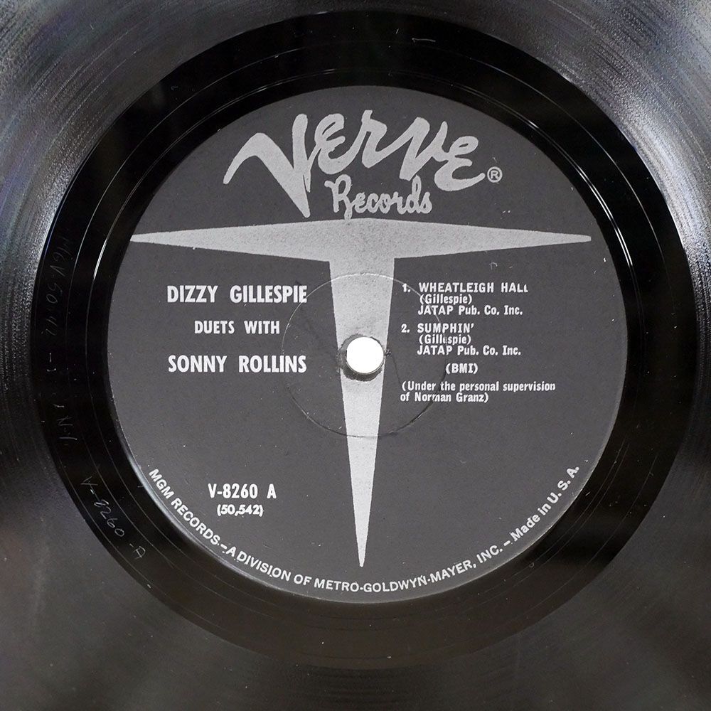 米 DIZZY GILLESPIE/DUETS/VERVE RECORDS V8260 LPの画像2