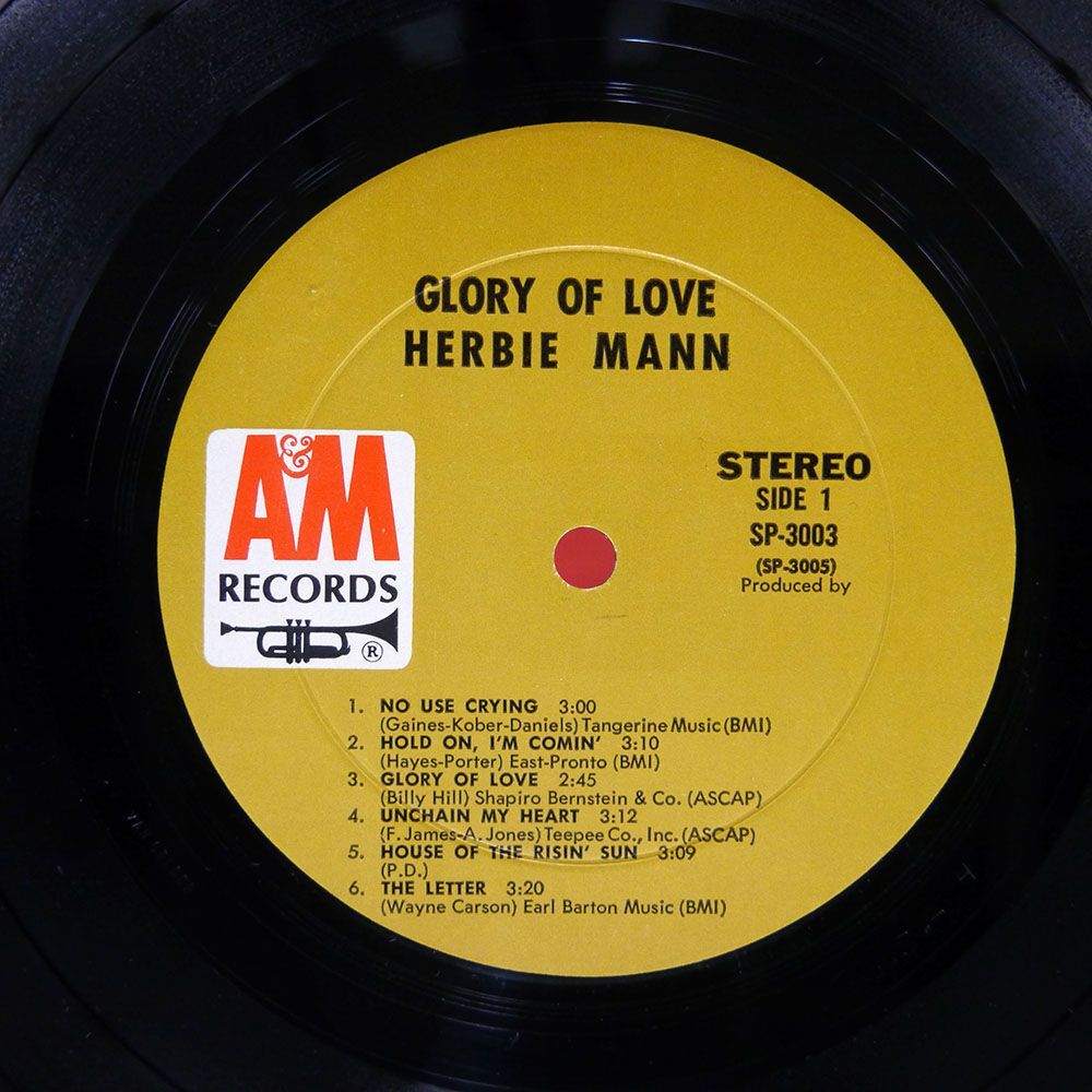 米 HERBIE MANN/GLORY OF LOVE/A&M SP3003 LPの画像2