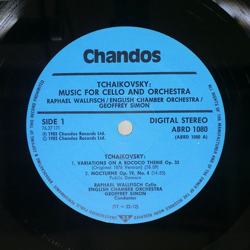 WALLFISCH/TCHAIKOVSKY - MUSIC FOR CELLO AND ORCHESTRA/CHANDOS ABRD1080 LPの画像2