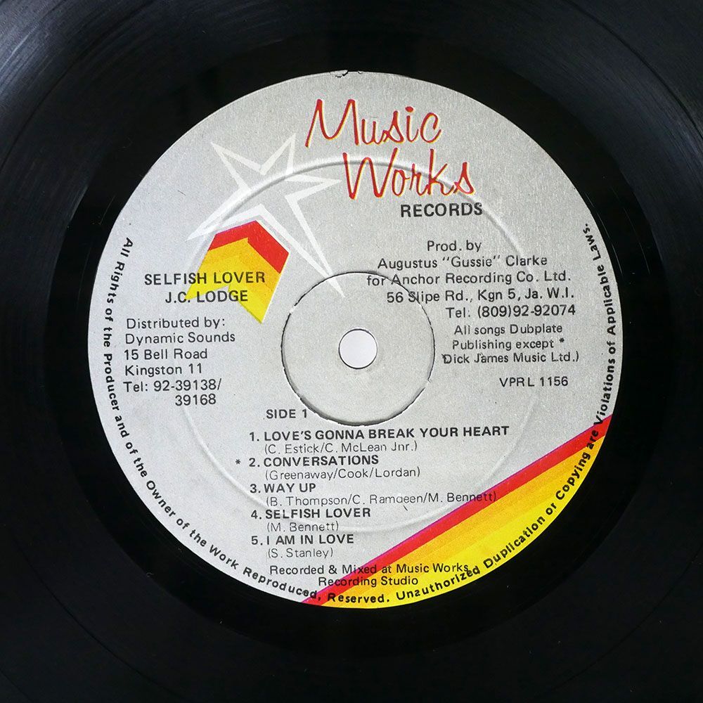 米 J.C.LODGE/SELFISH LOVER/MUSICWORKS VPRL1156 LPの画像2