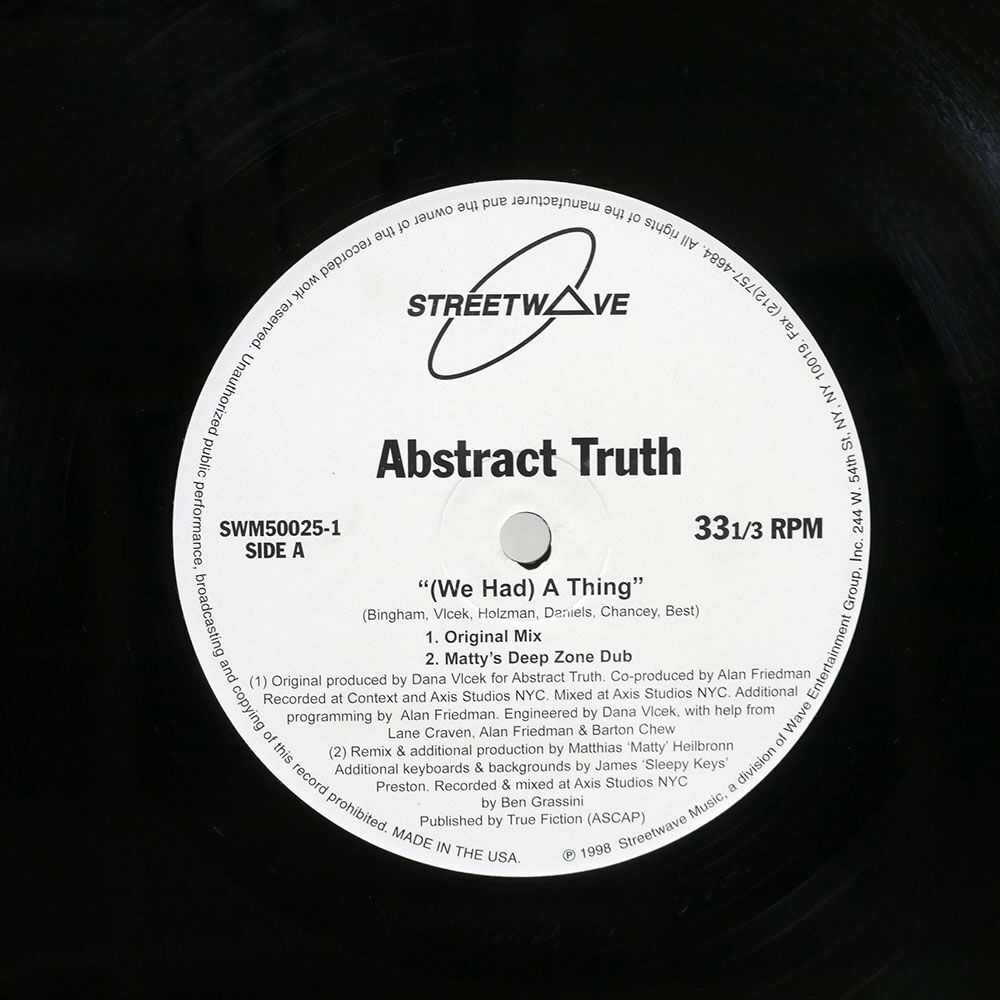 米 ABSTRACT TRUTH/(WE HAD) A THING/STREETWAVE MUSIC SWM500251 12_画像2