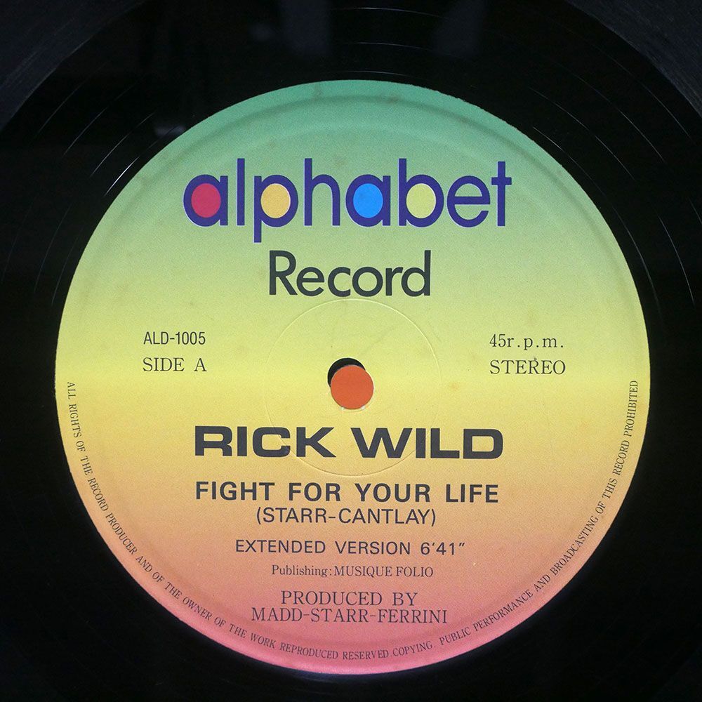 RICK WILD/FIGHT FOR YOUR LIFE/ALPHABET RECORD ALD1005 12_画像2