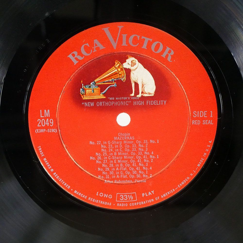 米 RUBINSTEIN/CHOPIN: MAZURKAS AND POLONAISES/RCA VICTOR RED SEAL LM2049 LPの画像2