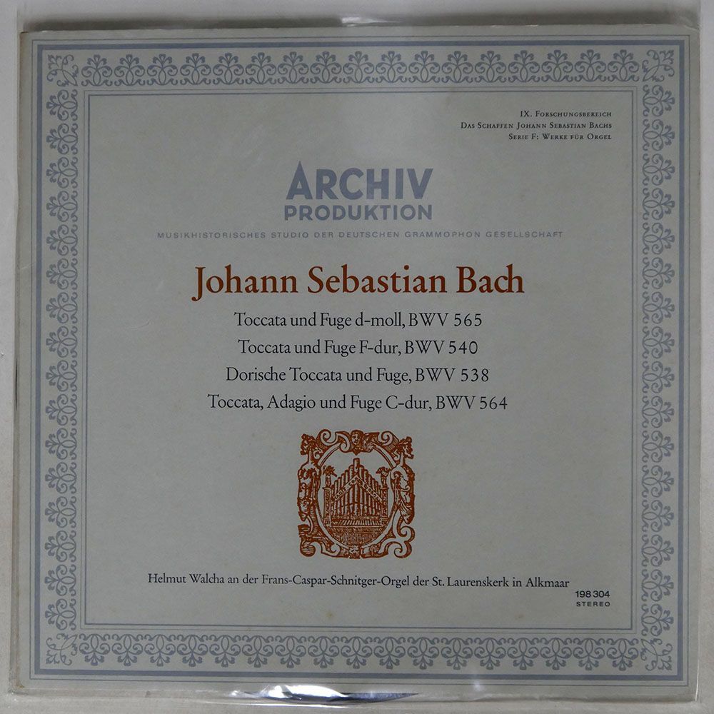 仏 直輸入盤 HELMUT WALCHA/BACH: TOCCATA UND FUGE D-MOLL, BWV565/ARCHIV PRODUKTION 198304 LP_画像1