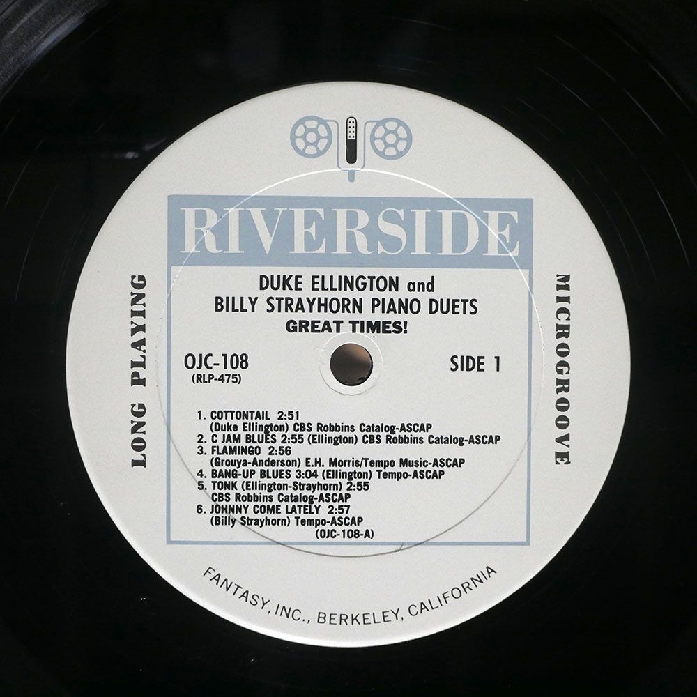 米 DUKE ELLINGTON / BILLY STRAYHORN/PIANO DUETS - GREAT TIMES!/RIVERSIDE OJC108 LP_画像2