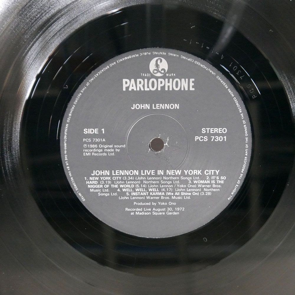 英 JOHN LENNON/LIVE IN NEW YORK CITY/PARLOPHONE PCS7301 LPの画像2