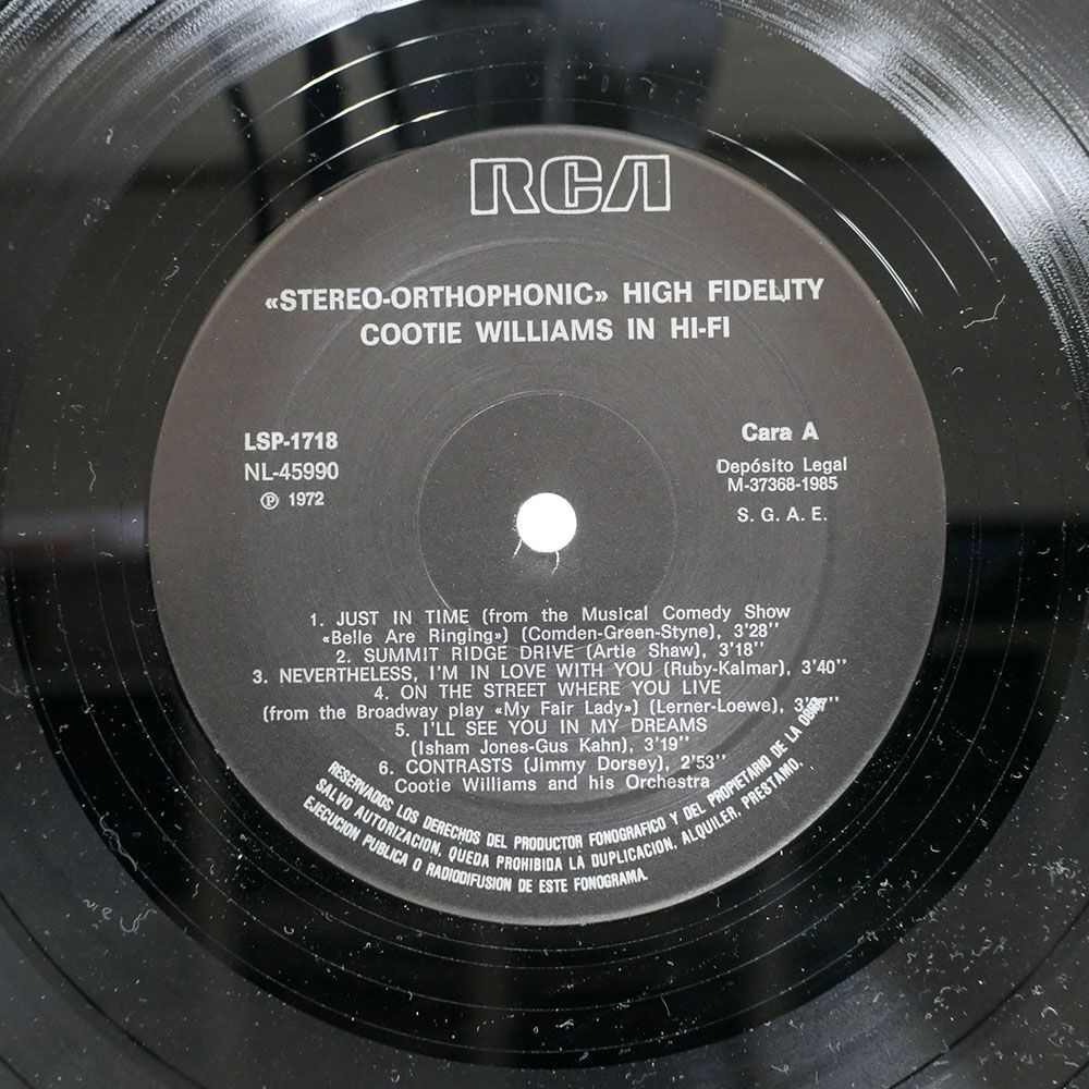 COOTIE WILLIAMS/COOTIE WILLIAMS IN STEREO/RCA VICTOR NL45990 LPの画像2