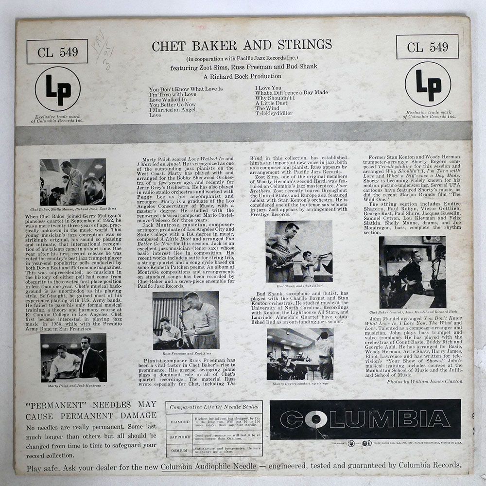 CHET BAKER/CHET BAKER & STRINGS/COLUMBIA CL549 LP_画像2