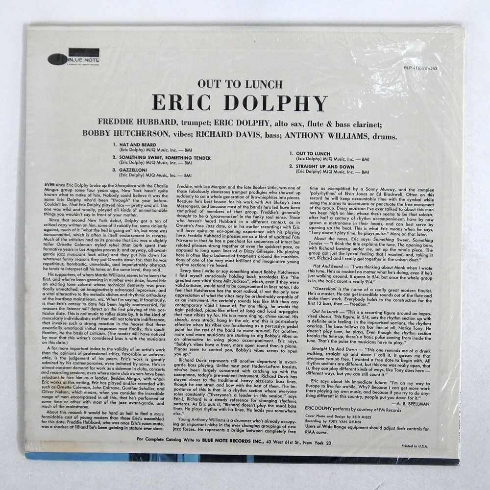 ERIC DOLPHY/OUT TO LUNCH/BLUE NOTE BST84163 LP_画像2