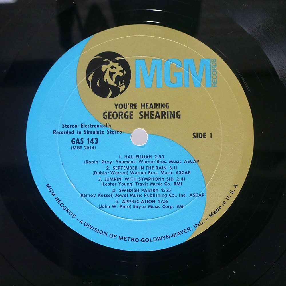 米 GEORGE SHEARING/YOU’RE HEARING/MGM GAS143 LP_画像2