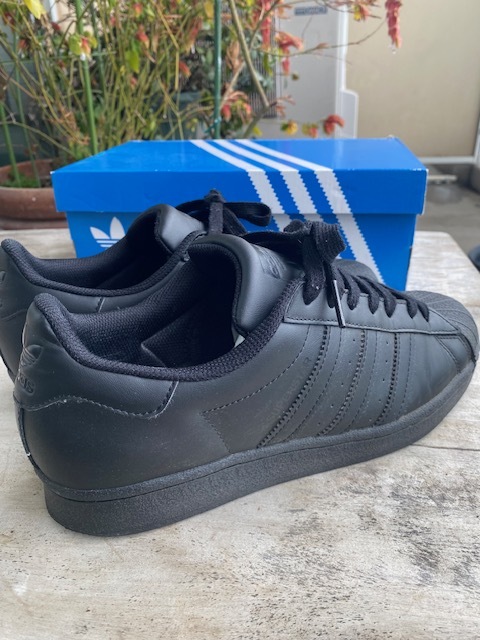 限定オールブラック！80'sadidasアディダス・スーパースター復刻！品番EG4957！天然皮革！元箱付き！100円～最落無し！検索ビンテージ70sの画像3