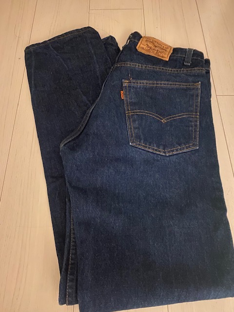 濃紺美品！80'sVintage・LEVI'Sリーバイス505-0217テーパードデニム表記W33L34！裾オリジナル！100円～最落無し！検索40s50s70sBIGE501XX66の画像1