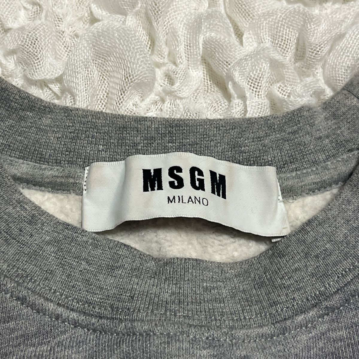 MSGM  ロゴトレーナー　スウェット　エムエスジイエム　グレー　XS  裏起毛 ロゴ