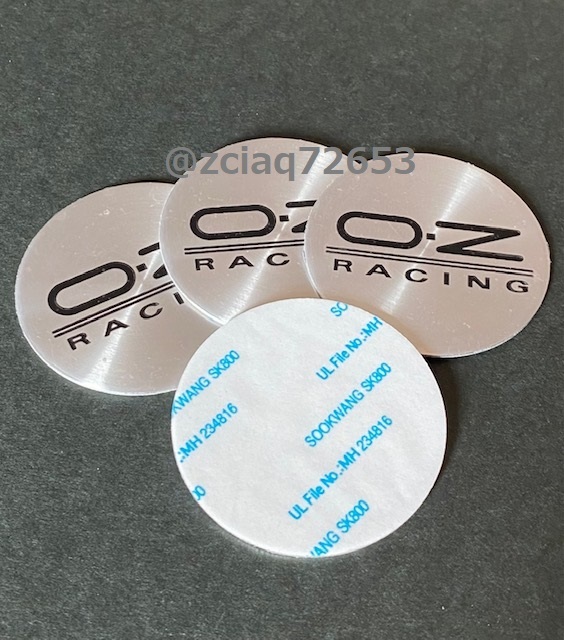 OZ ステッカー 50mm OZracing ホイールセンターバッジ シール シルバーブラック 4枚_画像2