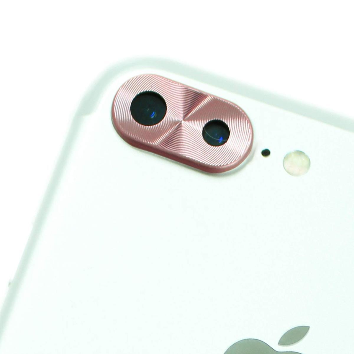 即決・送料込) iPhone 8 Plus/iPhone 7 Plus 対応 背面カメラレンズ保護カバー ローズゴールド アルミ素材 レンズガード プロテクター_画像1
