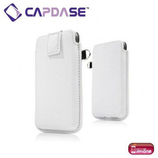 即決・送料込) CAPDASE iPhone 4S/4 スマートポケット レザーケース クラコ ホワイト／グレー_画像1