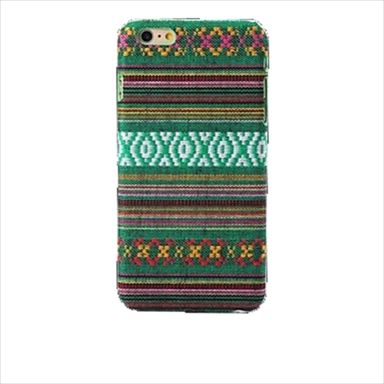 即決・送料込) がうがう！iPhone6s Plus/6 Plus Knitting Style Rear Cover Case Green エスニック アジアン 民族柄 ケース グリーン_画像1