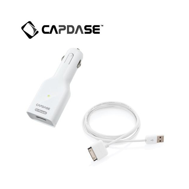 即決・送料込)【iPad に充電可能な車載用充電器】CAPDASE USB Car Charger & Cable ForceOne White_画像1