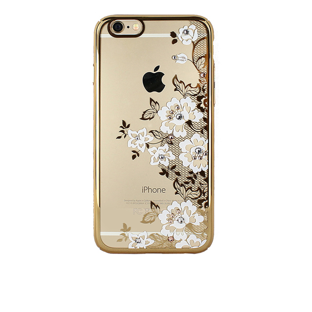 即決・送料込)【花柄 スワロフスキー付きケース】Kavaro iPhone6s/6 Flower & Net Rear Cover Case White/Gold_画像1