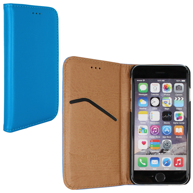 即決・送料込)【光沢レザー調手帳型ケース】PREMIUM iPhone 6s Plus/6 Plus Leather Style Case Blue_画像1