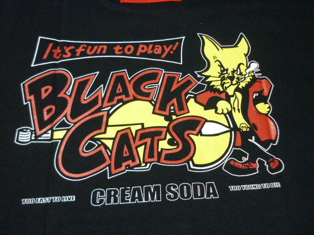 未使用！クリームソーダ ベースネコTee 50周年 黒 ベース猫 CREAMSODA ブラックキャッツ ロカビリーの画像6