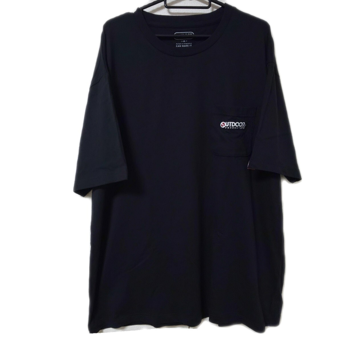 新品 4L OUTDOOR PRODUCTS 半袖 Tシャツ 黒 大きいサイズ 未使用 トップス 3XL ブラック 胸ポケット _画像1