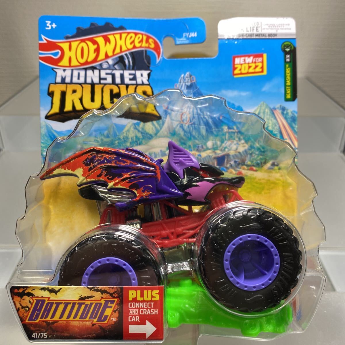 Hot Wheels MONSTER TRUCKS 989G ホットウィール モンスタートラック BATTITUDE バティチュード ブリスター紙破れあり_画像1