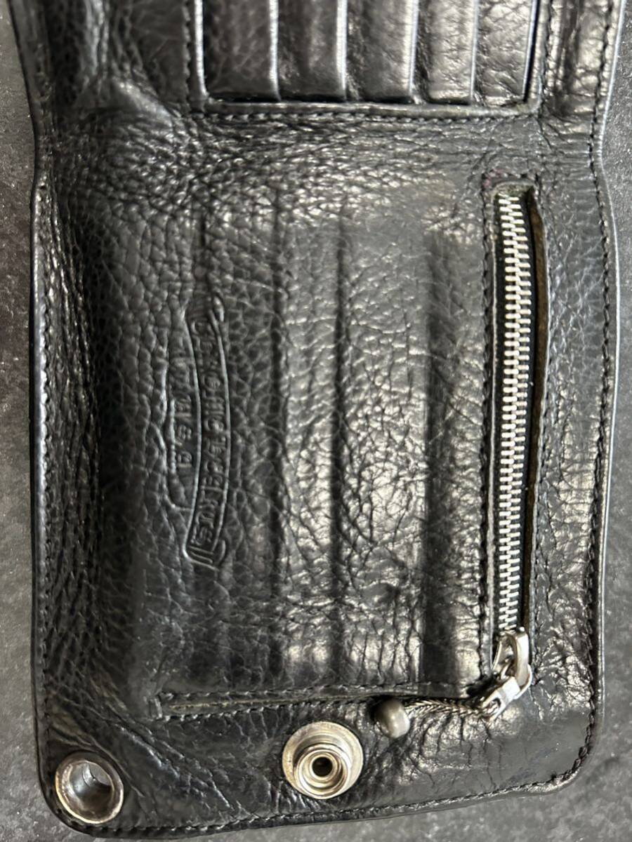 CHROME HEARTS 1SNAP Wallet 【美品】クロムハーツ 1 スナップ クロス ボール レザー ウォレット ブラック カードケース 二つ折り財布 