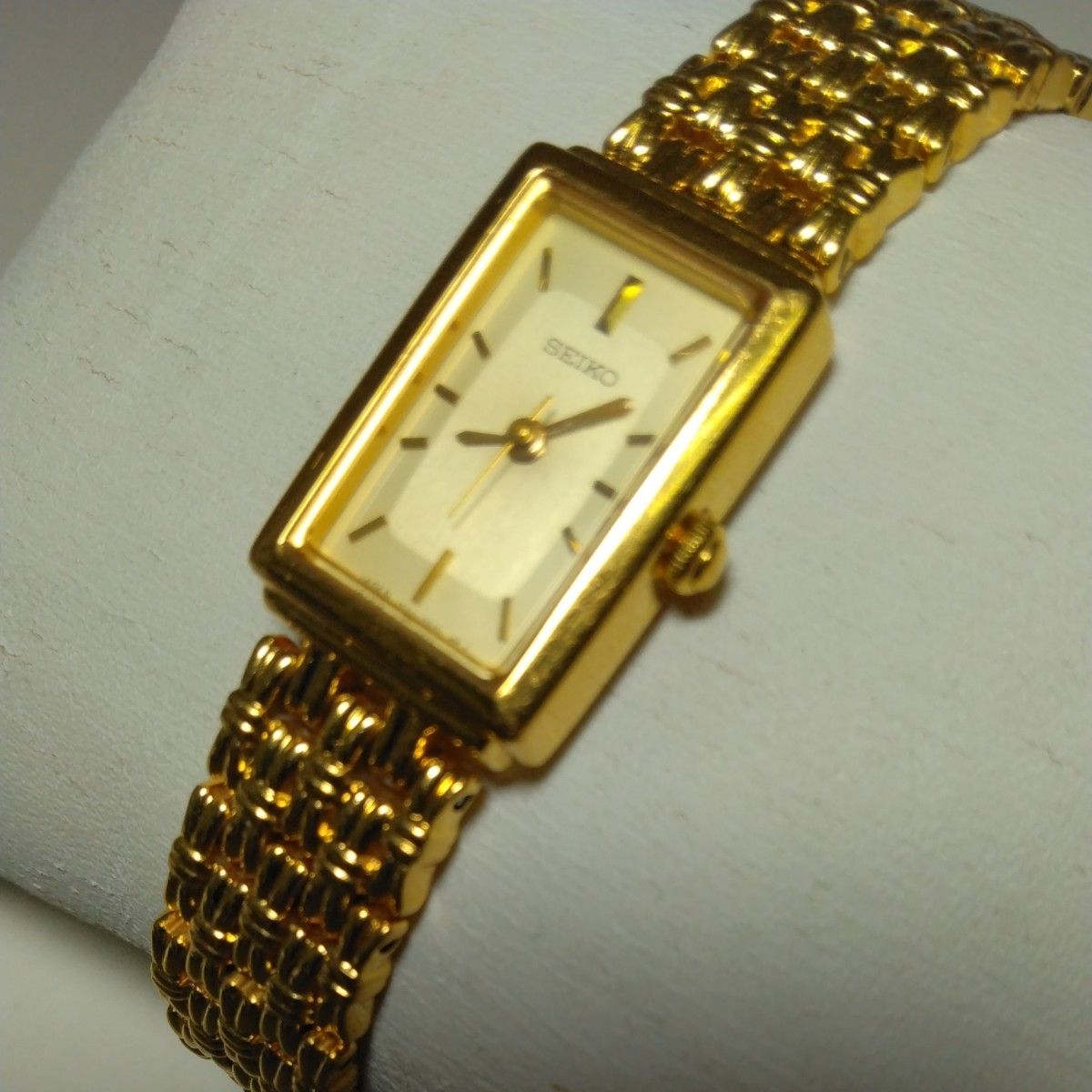 『◆WH-13758◆』SEIKO(セイコー)☆ゴールド ブレス一体型ウォッチ☆ SEIKO セイコー レディース クオーツ ブレスウォッチ 1F21-5F40