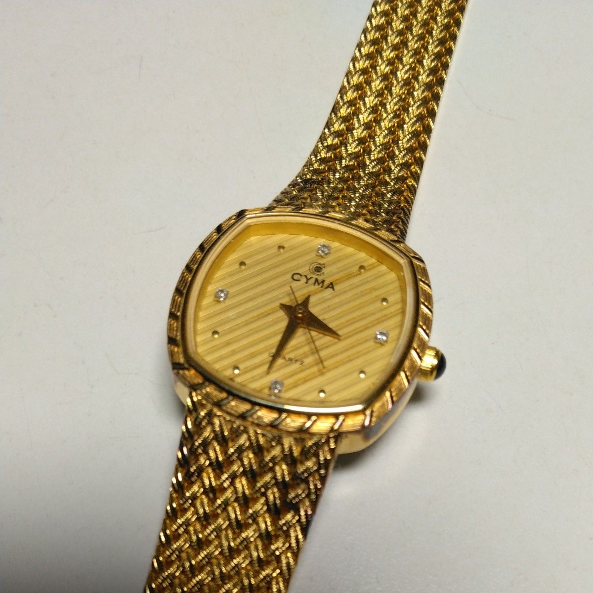 CYMA シーマ ダイヤモンド4Pインデックス ゴールドカラー レディース腕時計 616SP
