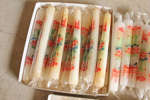  unused old small . candle 63 pcs set .. Buddhist altar fittings 