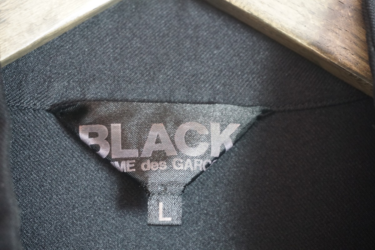 美品 正規 BLACK COMME des GARCONS ブラック コムデギャルソン ポリ縮絨 製品染め チャイナ シャツ ジャケット 1N-J033 黒L希少本物320O▲_画像6